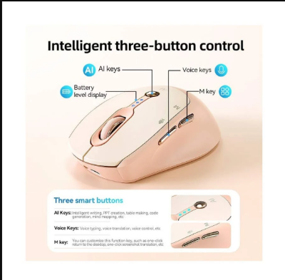 Picture of T-WOLF M7 Wireless (Dual Mode) Silent Yellow Smart AI Mouse