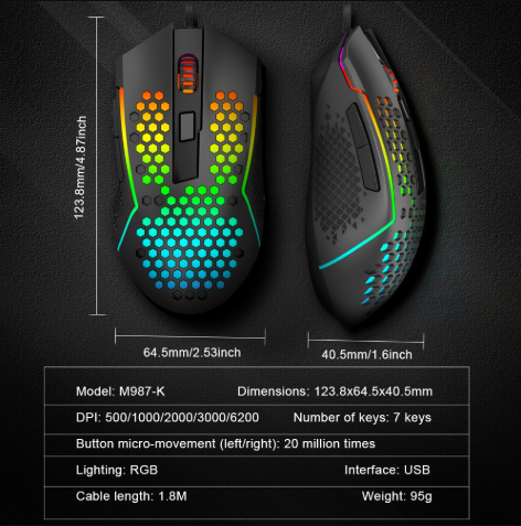 Picture of Redragon M987 Reaping Honeycomb RGB Wired Black Gaming Mouse