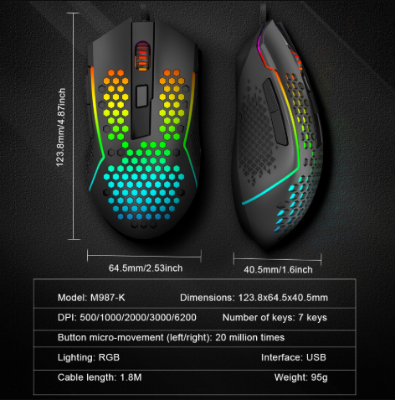 Picture of Redragon M987 Reaping Honeycomb RGB Wired Black Gaming Mouse