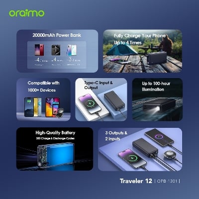Picture of Oraimo Power Bank (OPB-1201P)- GRAPHITE BLACK