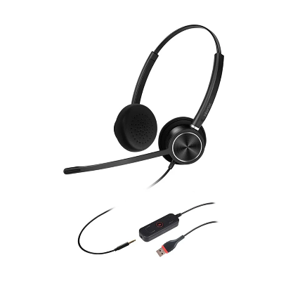 Picture of Inbertec C10DJU Duo USB & 3.5mm Jack Noise Cancelling Black Headphone