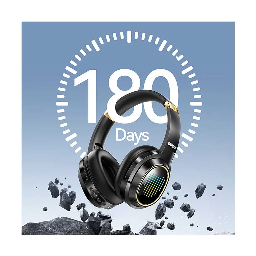 Picture of BWOO BO-BW586 RGB Over Ear Bluetooth Black Noise Cancelling Headphone