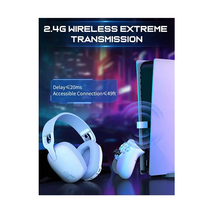 Picture of ONIKUMA B2 Tri-Mode Bluetooth White 7.1 Surround Sound Gaming Headphone