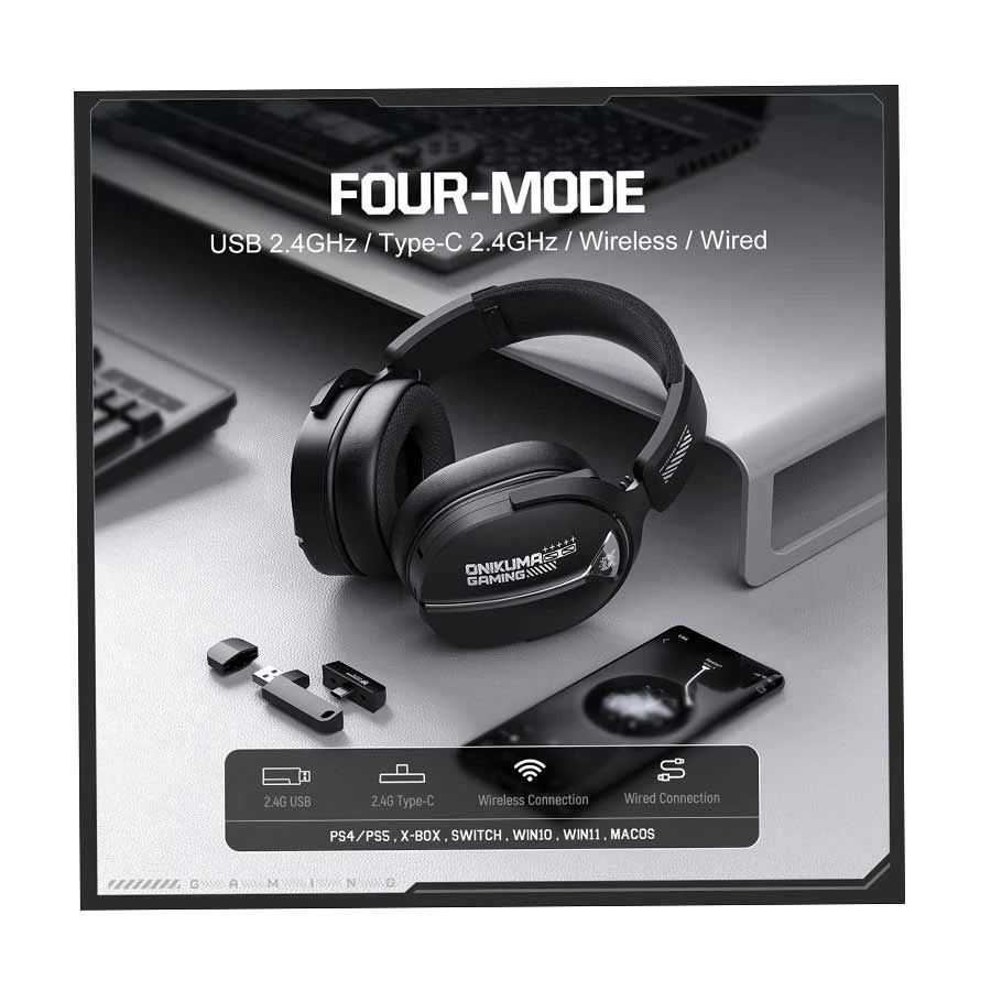 Picture of Onikuma GT887 4-Mode Black Bluetooth Headphone