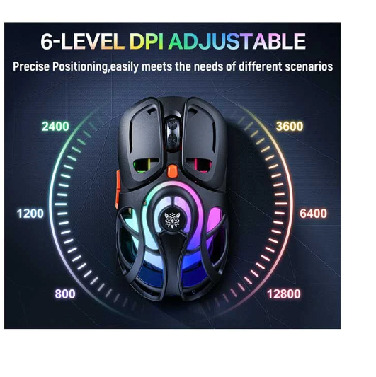 Picture of Onikuma DM02 Lightweight Honeycomb RGB Tri Mode Wireless Black Gaming Mouse