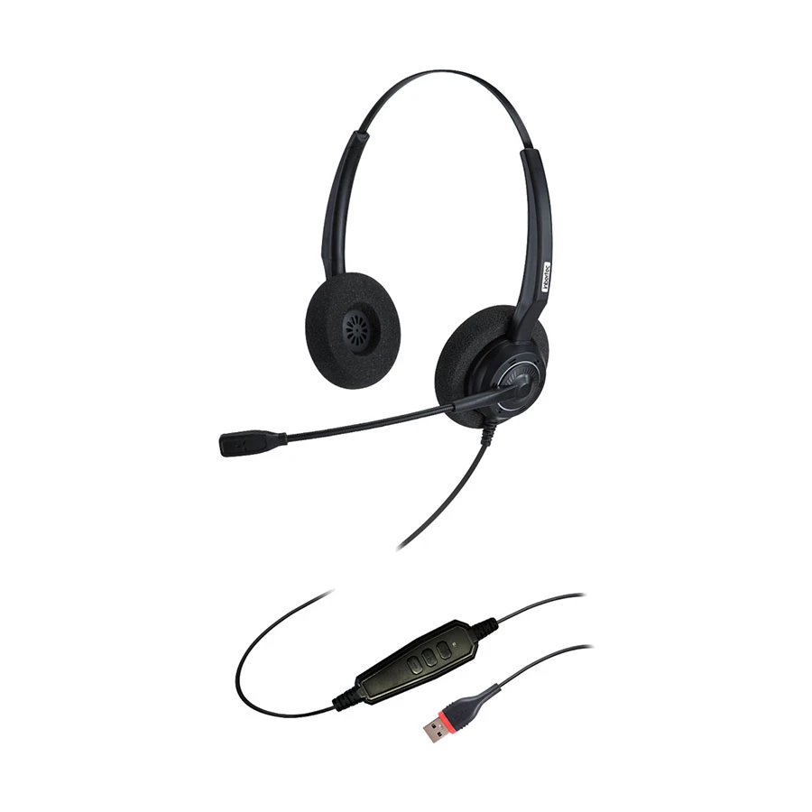 Picture of Inbertec UB200DU Duo Wired USB Noise Cancelling Black Headphone