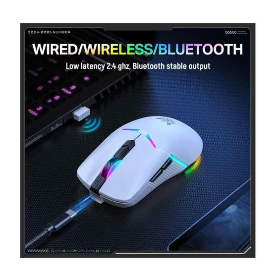 Picture of ONIKUMA CW928 RGB Tri Mode Wireless White Gaming Mouse
