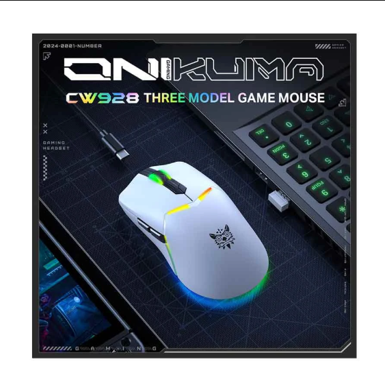 Picture of ONIKUMA CW928 RGB Tri Mode Wireless White Gaming Mouse