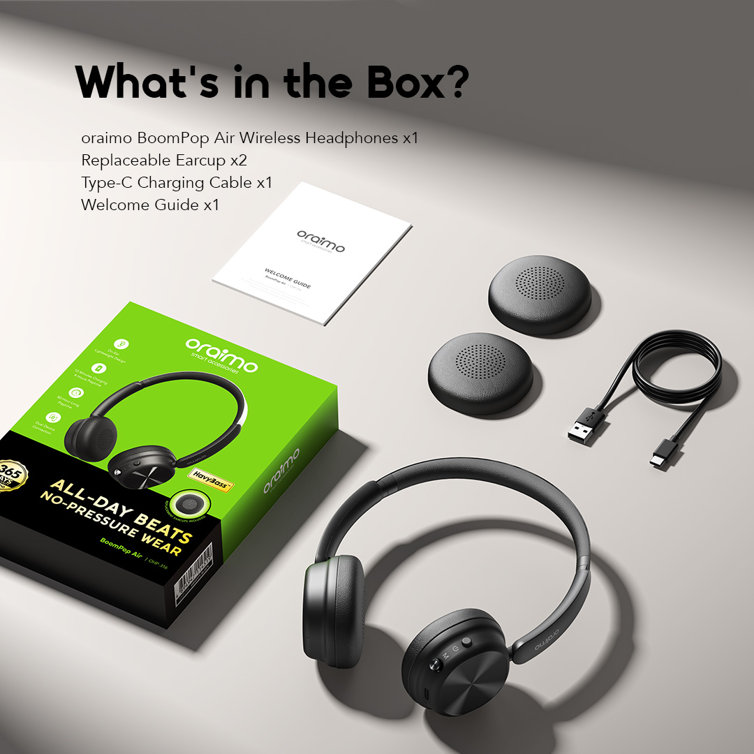 Picture of oraimo BoomPop Air Lightweight On-Ear Wireless Headphones OHP-316