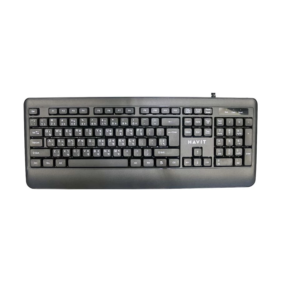 Picture of Havit KB253 Wired Black Exquisite Keyboard with Bangla