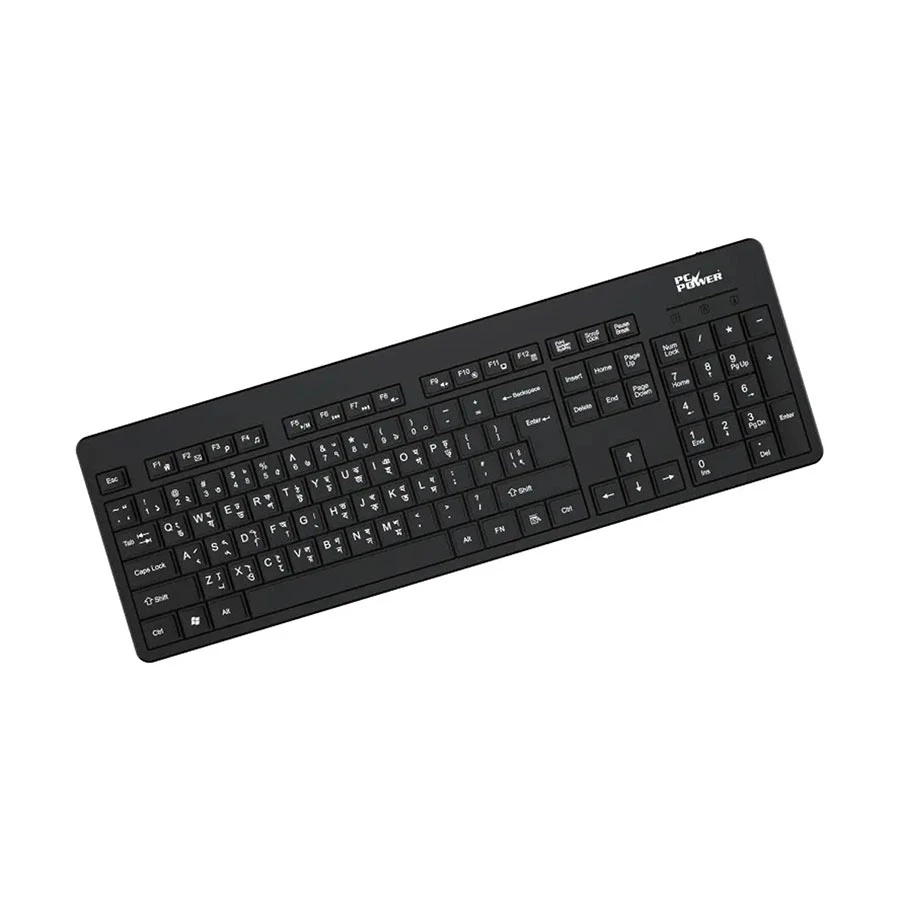 Picture of Pc Power 604 Wired Black Standard Office Keyboard with Bangla