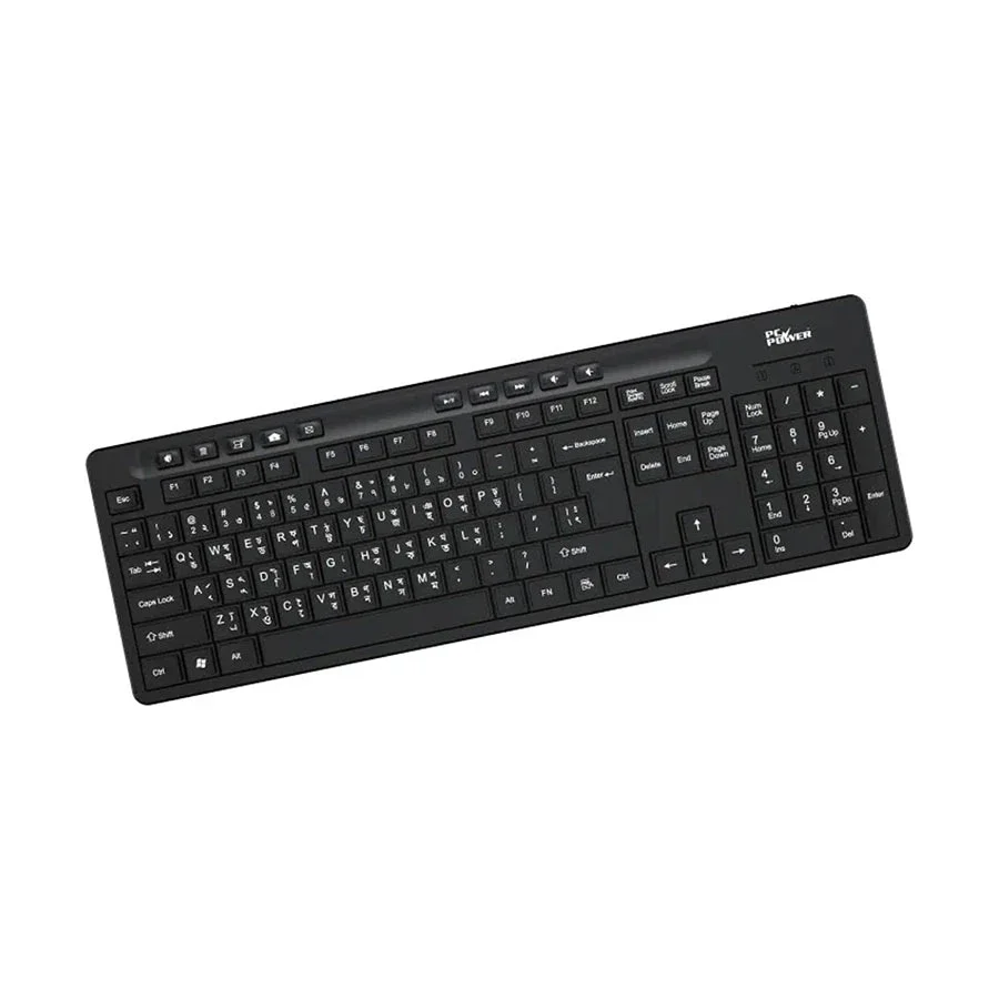 Picture of Pc Power 604 Wired Black Standard Office Keyboard with Bangla