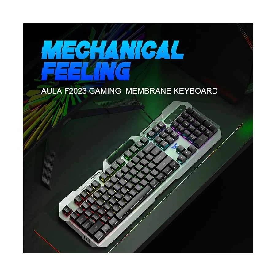 Picture of AULA F2023 Silver & Black Wired Gaming Keyboard & Mouse Combo
