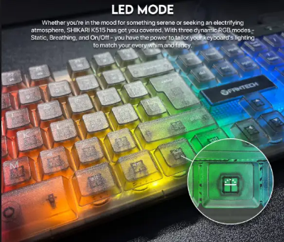 Picture of Fantech Shikari K515 RGB Wired Black Transparent Gaming Keyboard