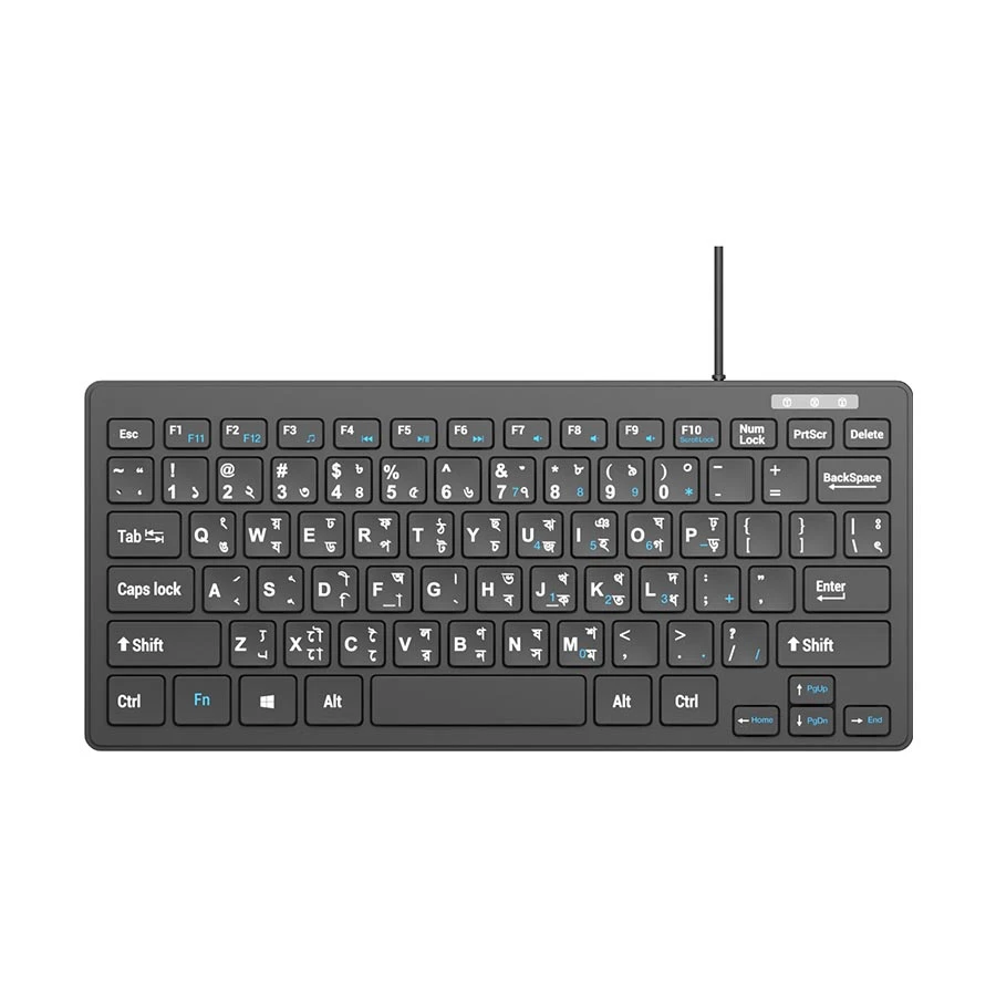 Picture of Pc Power PCK-126 Wired Black Mini Multimedia Keyboard with Bangla
