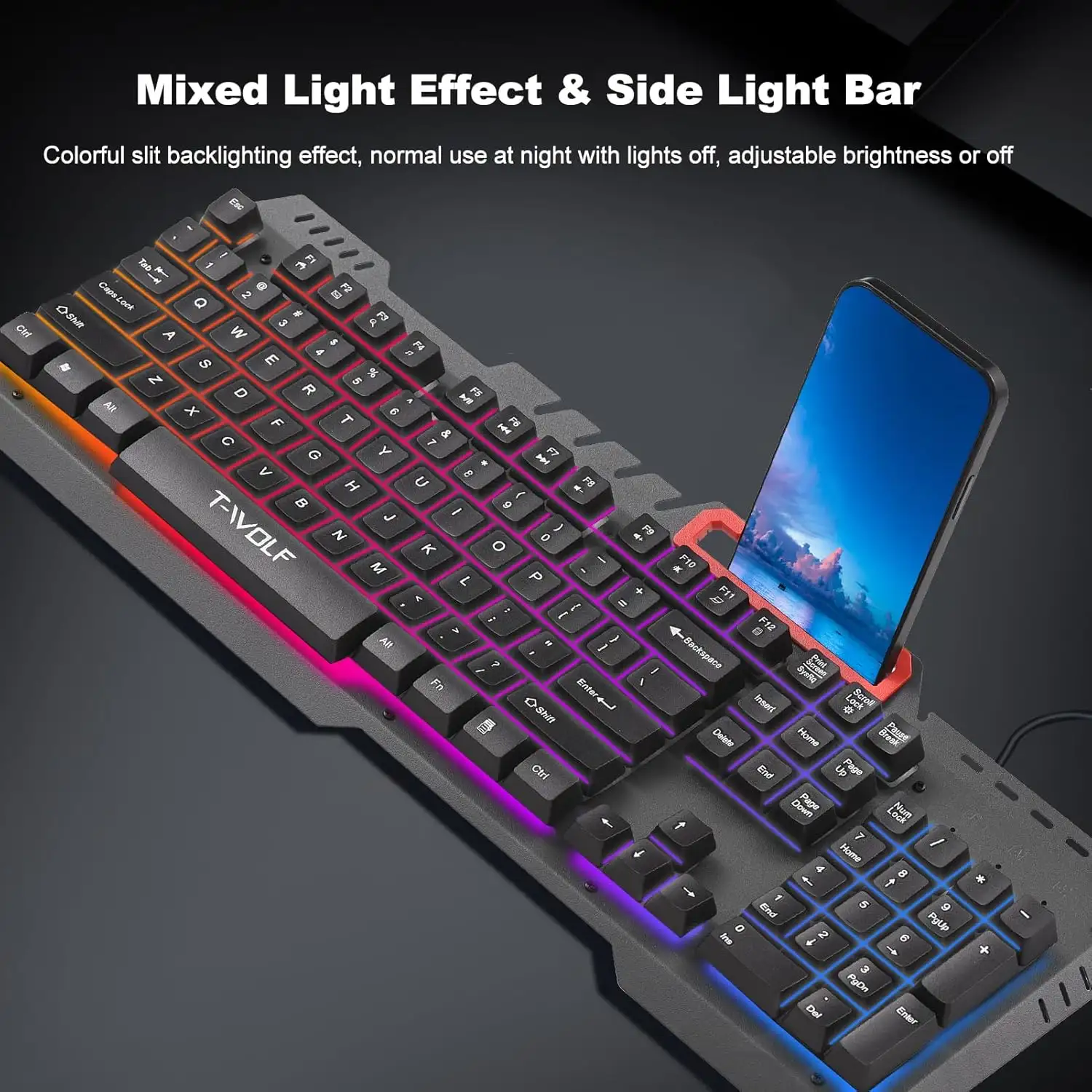 Picture of T-WOLF TF600 Black Wired Keyboard & Mouse Gaming Combo