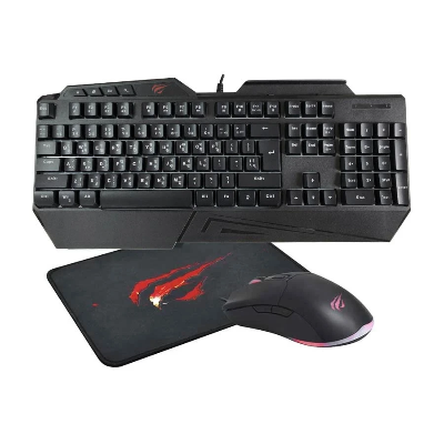 Picture of Havit KB889CM Rainbow Wired Black Gaming Keyboard, Mouse & Mouse Pad Combo With Bangla