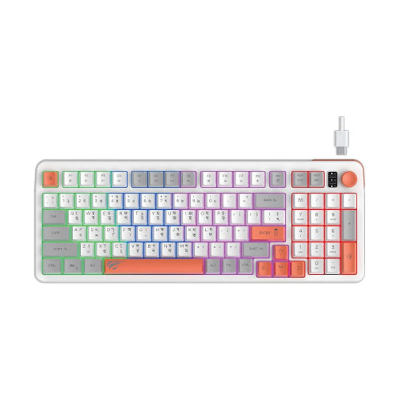 Picture of Havit KB895L Wired White & Gray + Orange Keyboard with Bangla