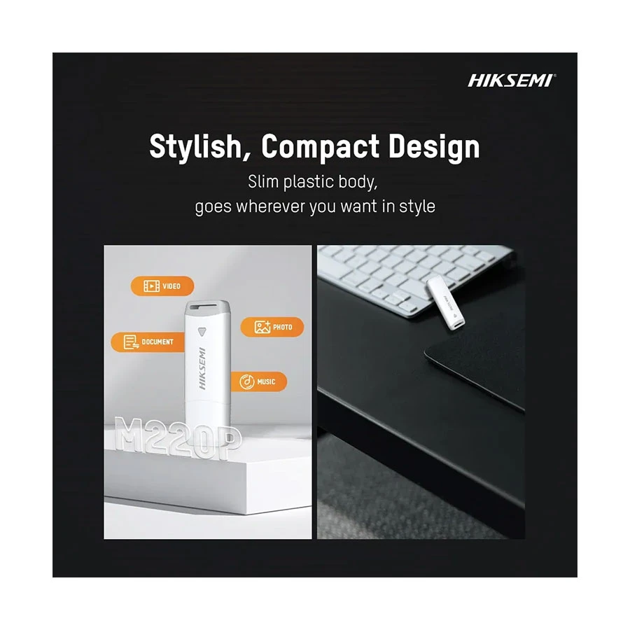 Picture of Hiksemi Cap HS-USB-M220P 128GB USB 3.2 Gen 1 White Pen Drive #HS-USB-M220P-128G-U3