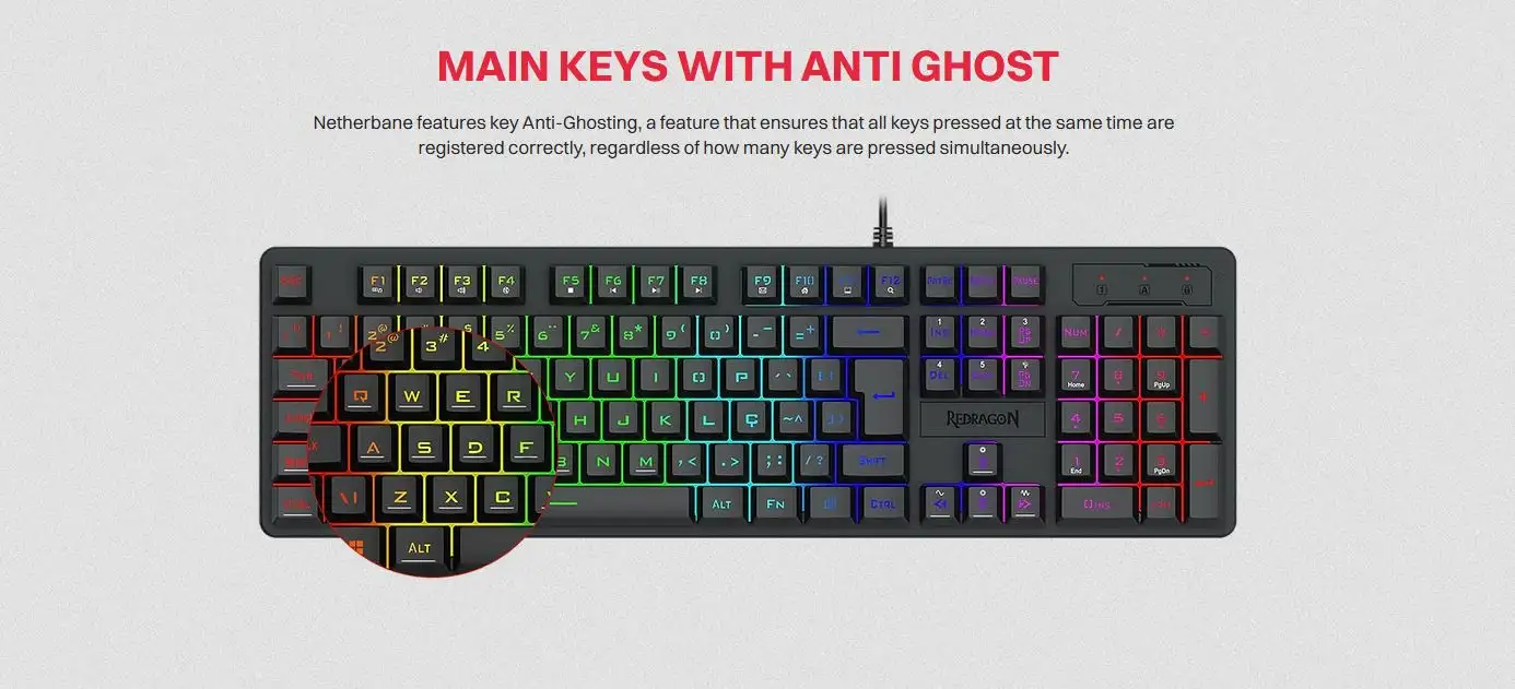 Picture of Redragon Netherbane K521 RGB Wired Black Gaming Keyboard