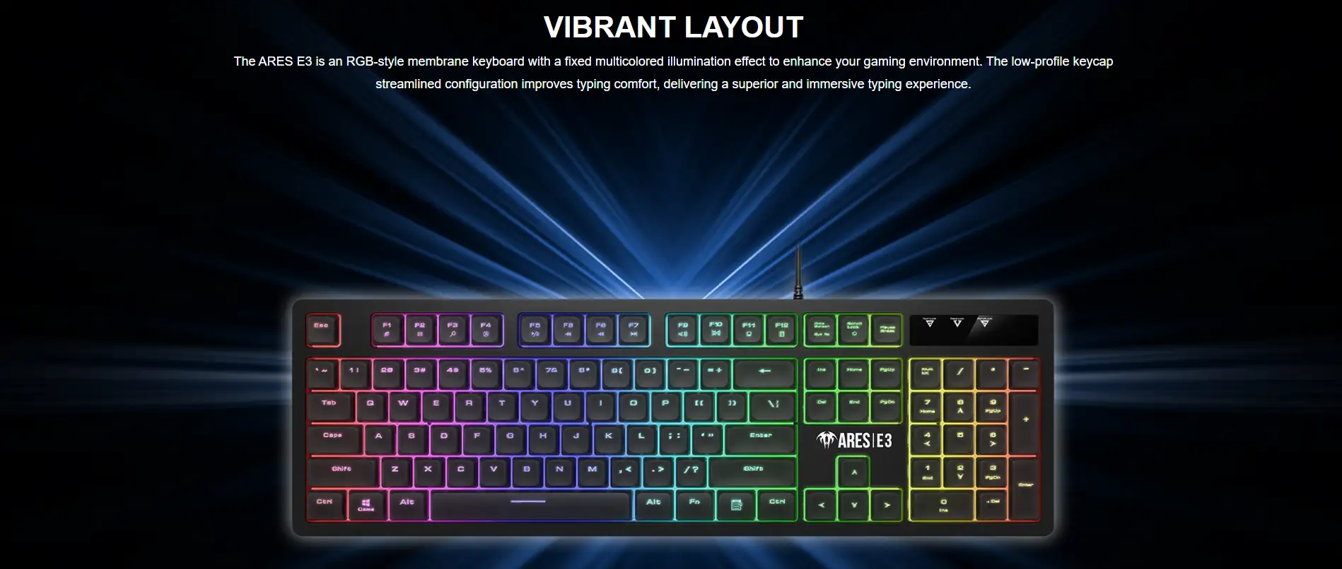 Picture of GAMDIAS ARES E3 2-IN-1 (RGB Membrane Switches) Wired Black Gaming Keyboard & Mouse Combo