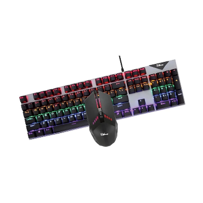 Picture of Pc Power Flare Combo RGB Wired (Blue Switch) Silver & Black Mechanical Gaming Keyboard & Mouse Combo