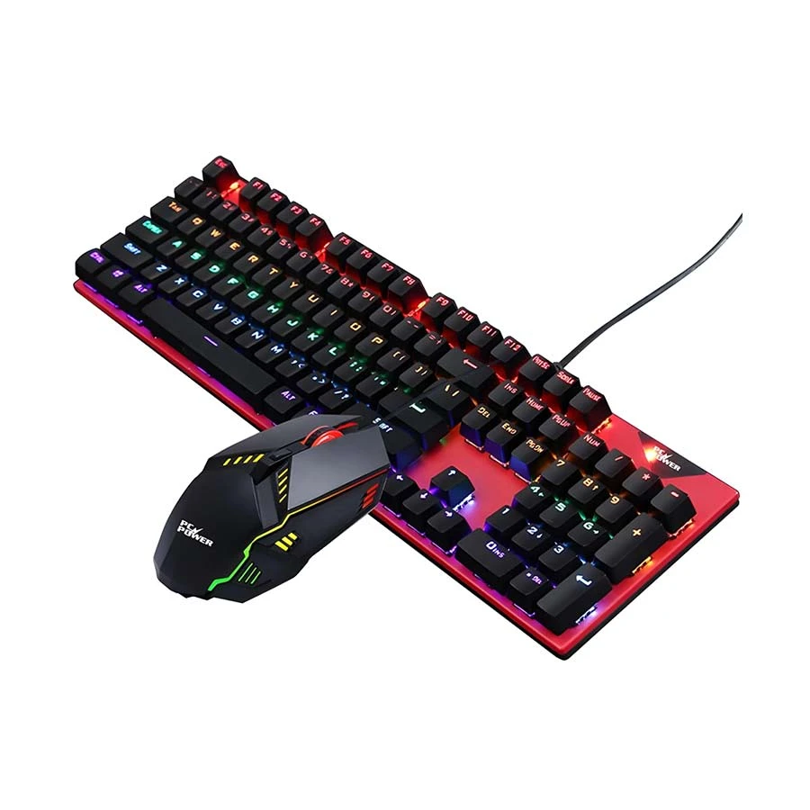 Picture of Pc Power Flare Combo RGB Wired (Blue Switch) Silver & Black Mechanical Gaming Keyboard & Mouse Combo