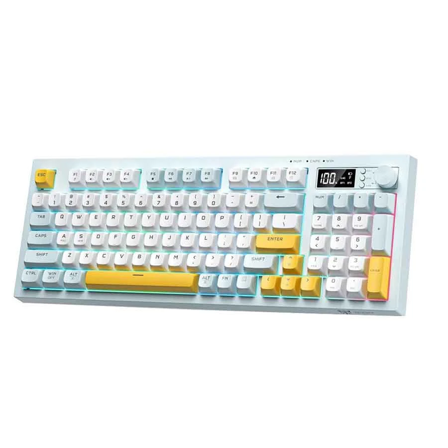 Picture of Onikuma G80 Tri Mode RGB Grayish Blue (Gray+White+Yellow Key) Gaming Keyboard