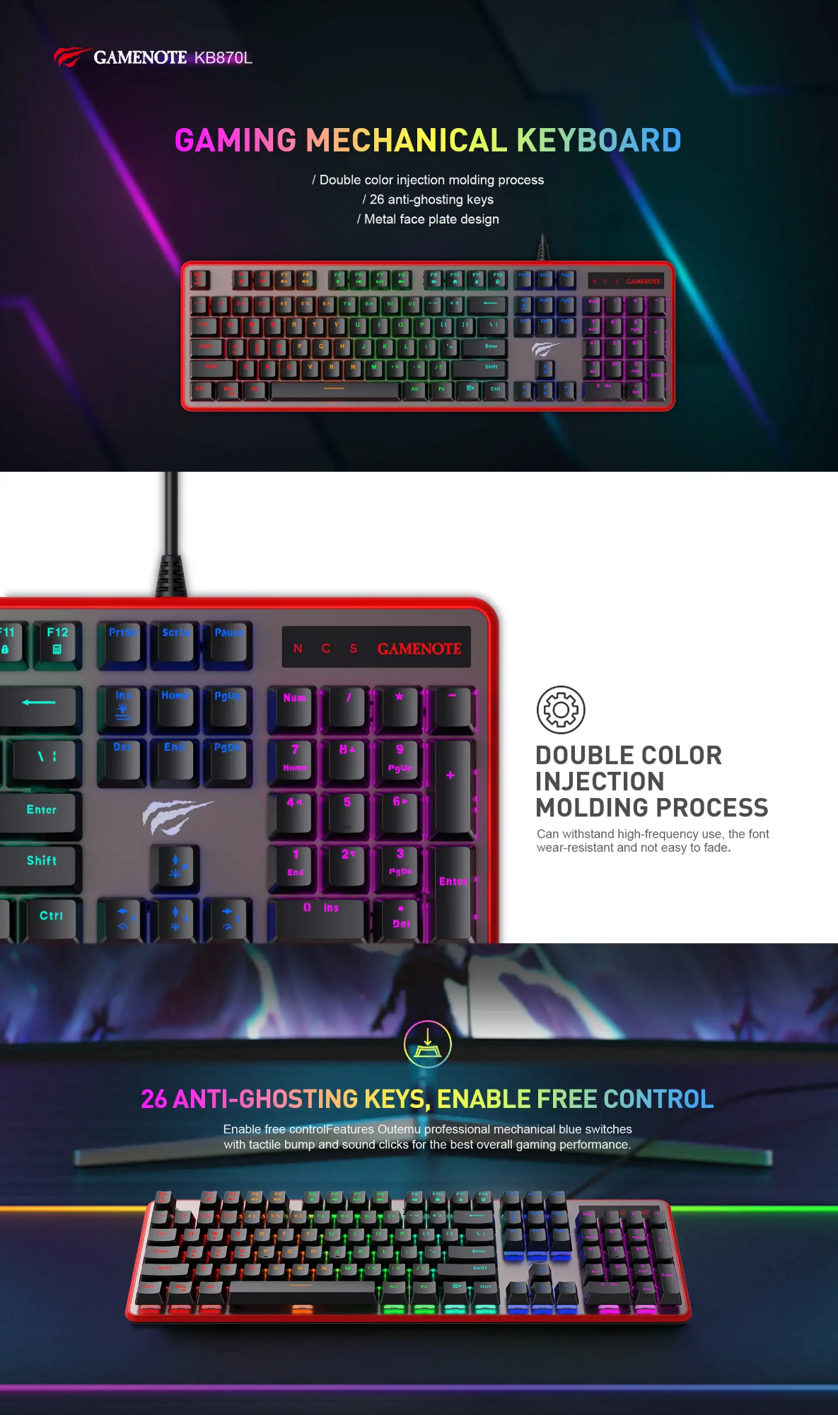 Picture of Havit KB870L Wired Black (Blue Switch) Mechanical Gaming Keyboard