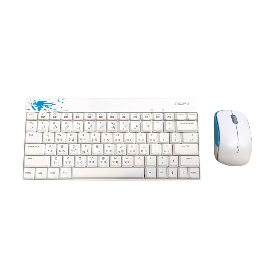 Picture of MOFII X210 Black & Blue Wireless Keyboard & Mouse Combo With Bangla
