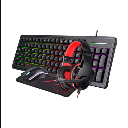 Picture of Havit KB894CM Wired Black Keyboard, Mouse, Mousepad & Headphone 4 in 1 Combo