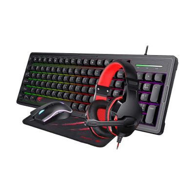 Picture of Havit KB894CM Wired Black Keyboard, Mouse, Mousepad & Headphone 4 in 1 Combo