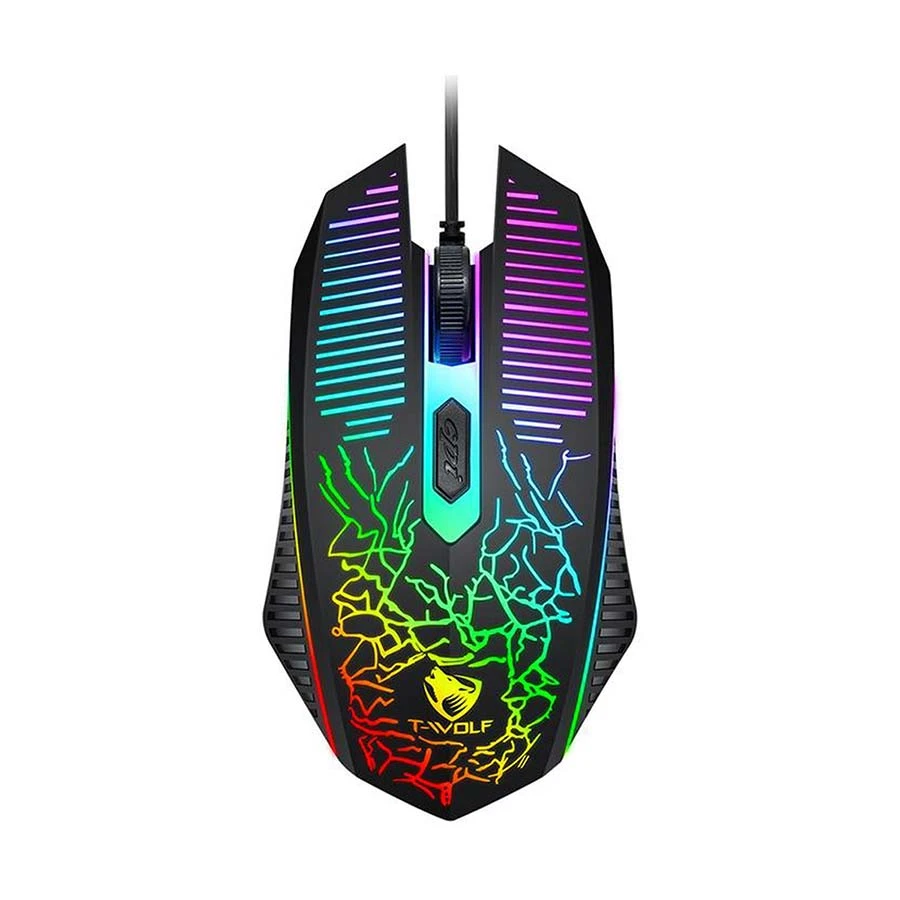 Picture of T-WOLF TF400 4 In 1 Black Wired Keyboard, Mouse, Headphone & Mouse Pad Gaming Combo