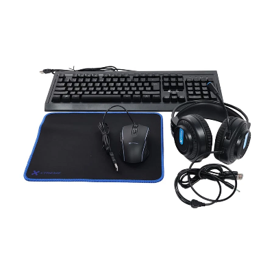 Picture of Xtreme K502C RGB Black USB Wired Gaming Keyboard, Mouse, Mouse Pad & Headphone Combo with Bangla