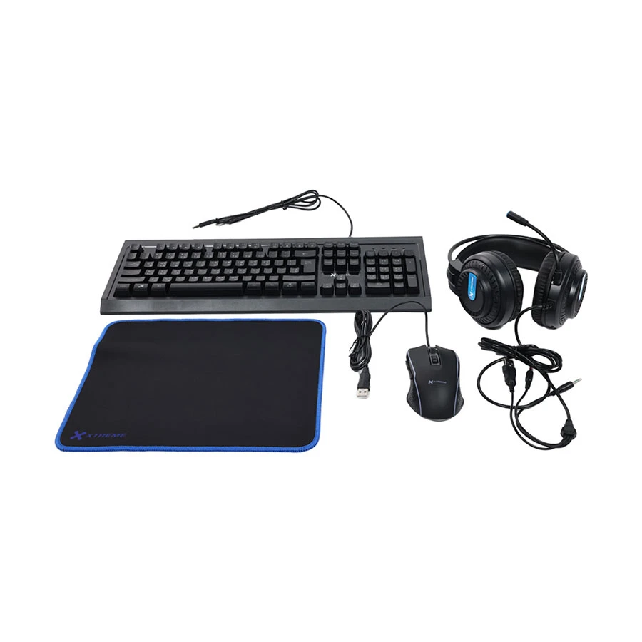 Picture of Xtreme K502C RGB Black USB Wired Gaming Keyboard, Mouse, Mouse Pad & Headphone Combo with Bangla