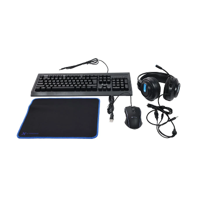 Picture of Xtreme K502C RGB Black USB Wired Gaming Keyboard, Mouse, Mouse Pad & Headphone Combo with Bangla