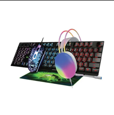 Picture of Pc Power PGC900 Wired Black-White Gaming Keyboard, Mouse, Mouse Pad & Headphone Combo