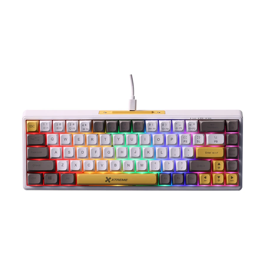 Picture of Xtreme KM71G Wired (Blue Switch) White (Yellow+White+Grey) Mechanical Gaming Keyboard