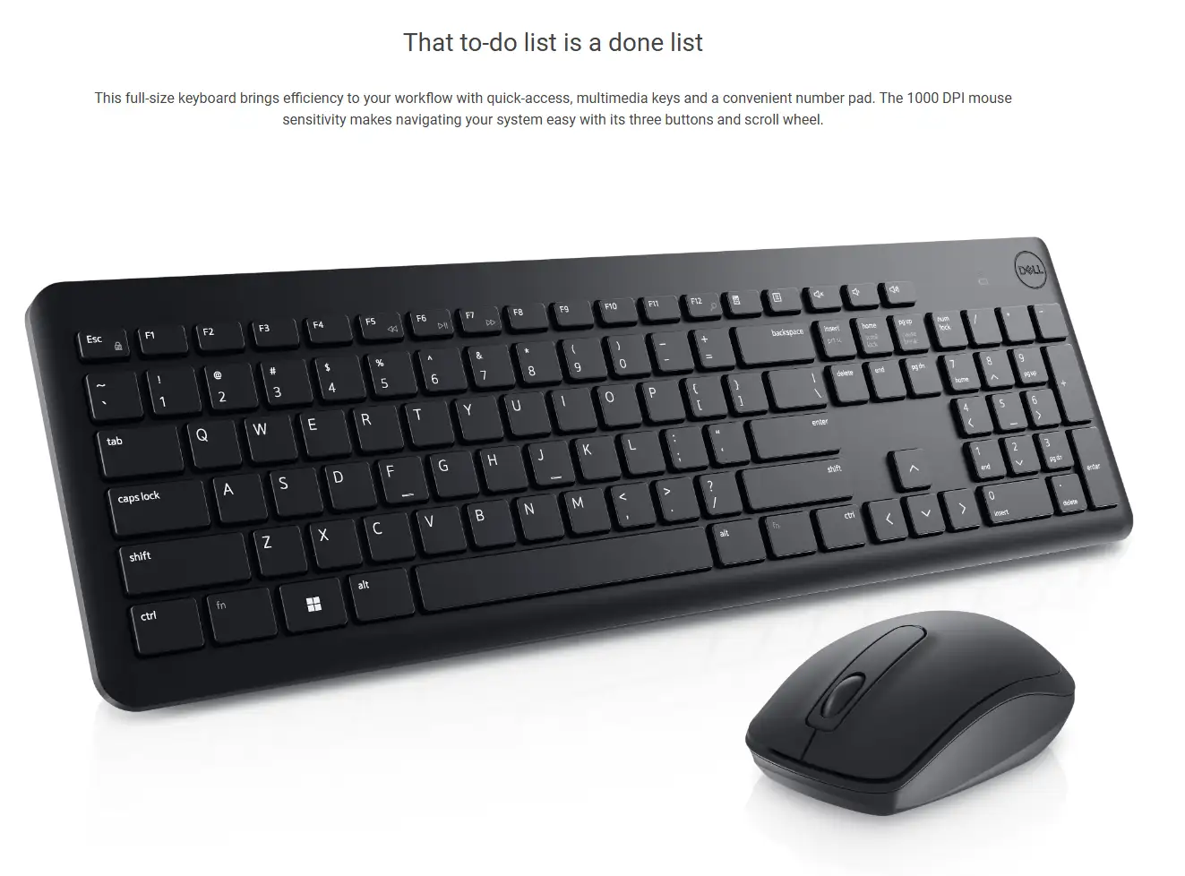 Picture of Dell KM3322W Wireless Black Keyboard & Mouse Combo