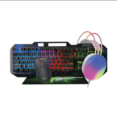 Picture of Pc Power PGC1000 Wired Black-White Gaming Keyboard, Mouse, Mouse Pad & Headphone Combo
