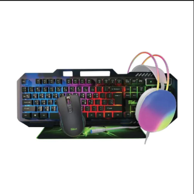 Picture of Pc Power PGC1000 Wired Black-White Gaming Keyboard, Mouse, Mouse Pad & Headphone Combo