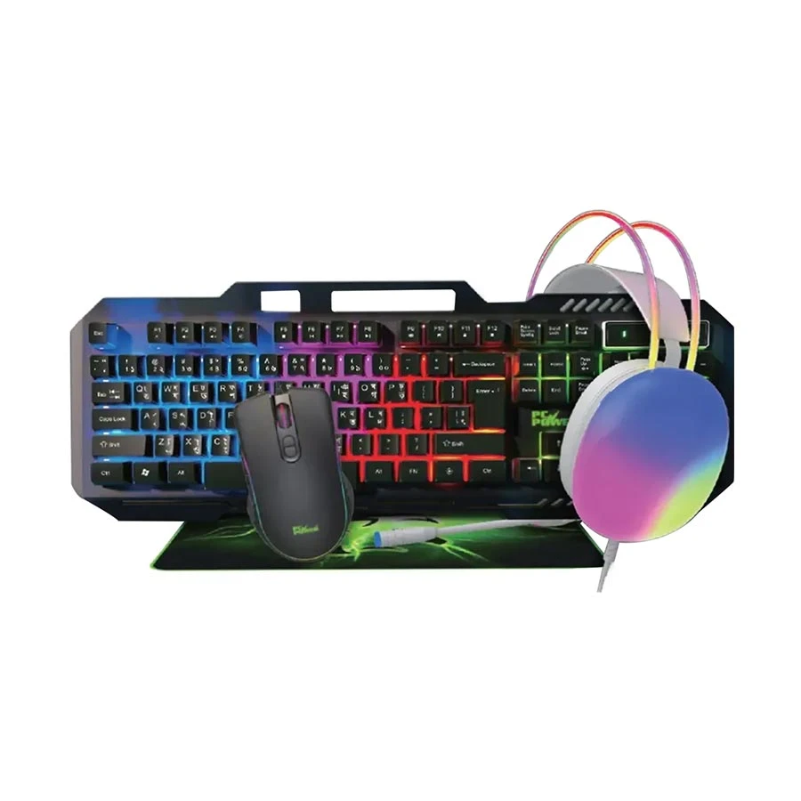 Picture of Pc Power PGC1000 Wired Black-White Gaming Keyboard, Mouse, Mouse Pad & Headphone Combo