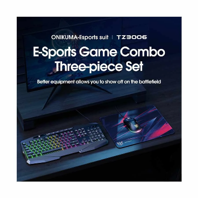 Picture of ONIKUMA TZ3006 Black USB Wired Gaming Keyboard, Mouse & Mouse Pad Combo