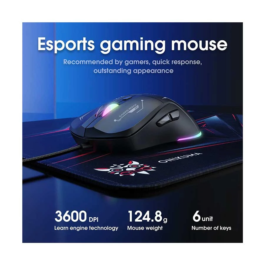 Picture of ONIKUMA TZ3006 Black USB Wired Gaming Keyboard, Mouse & Mouse Pad Combo