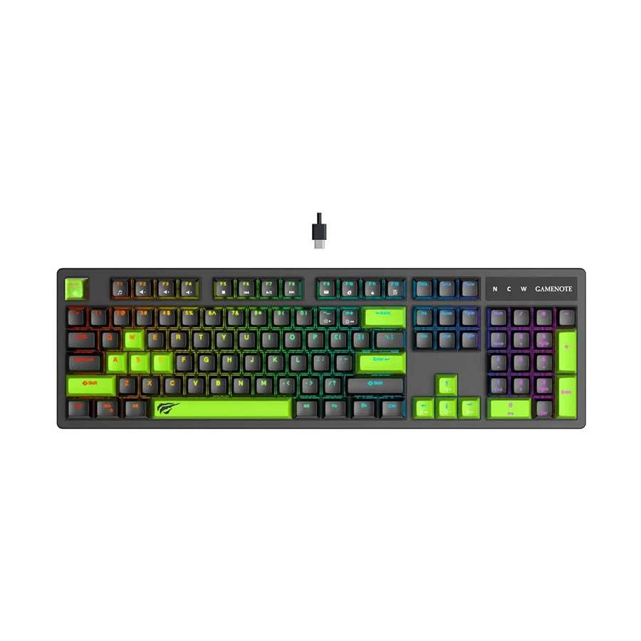 Picture of Havit KB893L RGB Wired Black & Green (Blue Switch) Mechanical Gaming Keyboard