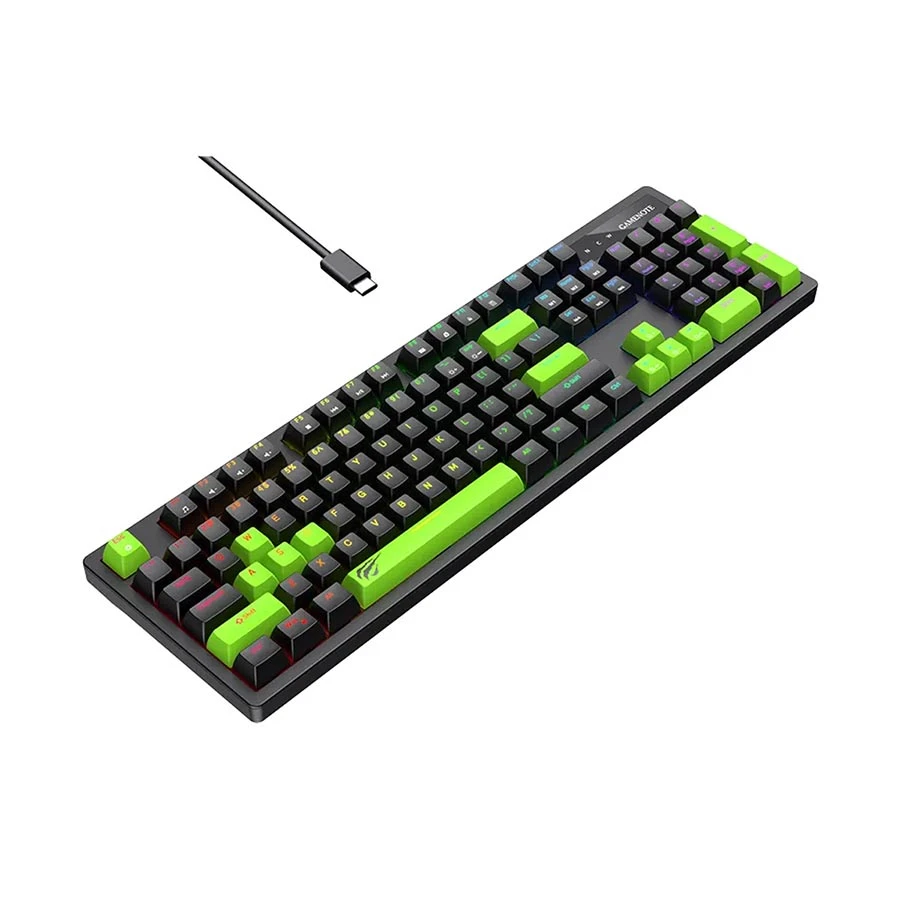 Picture of Havit KB893L RGB Wired Black & Green (Blue Switch) Mechanical Gaming Keyboard