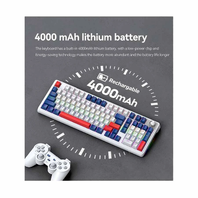 Picture of T-WOLF T78 RGB Tri Mode (Red Switch) White Mechanical Gaming Keyboard