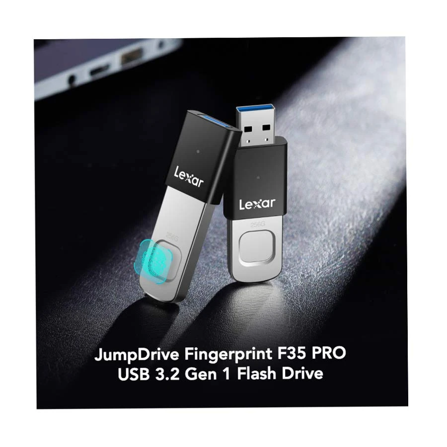 Picture of Lexar JumpDrive Fingerprint F35 Pro 256GB USB 3.2 Gen 1 Black & Silver Pen Drive