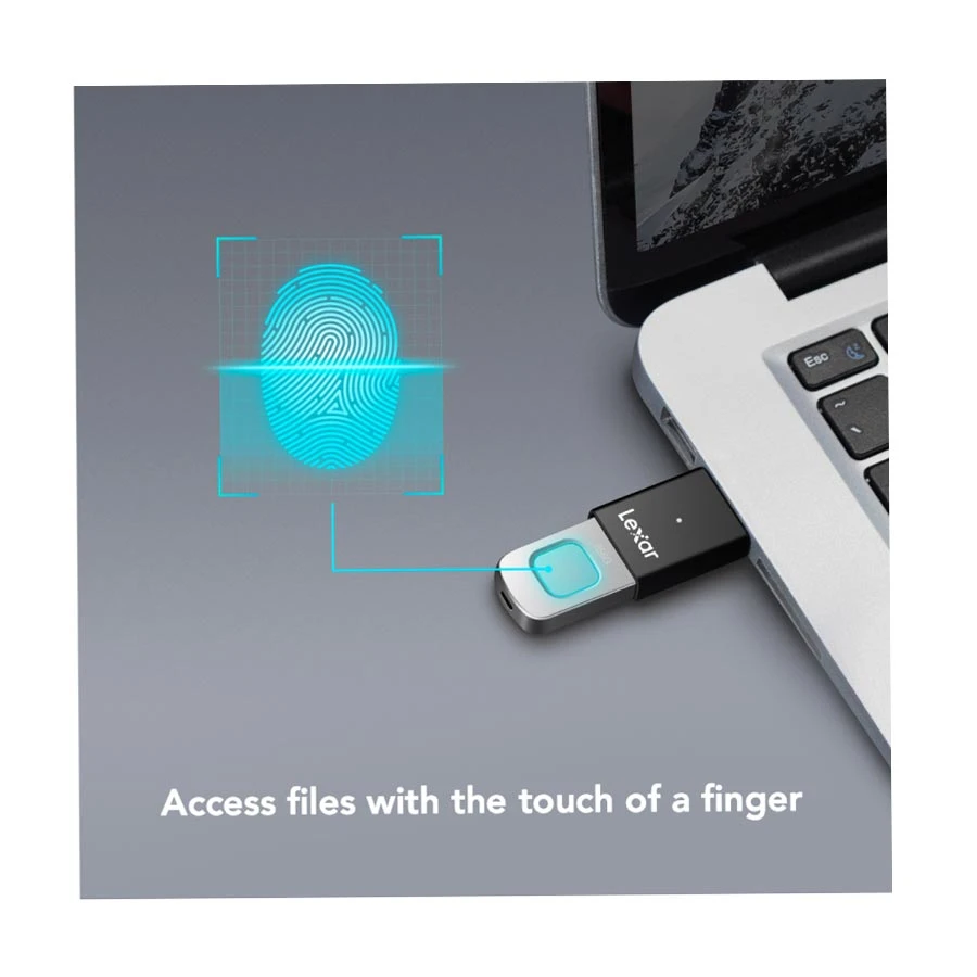 Picture of Lexar JumpDrive Fingerprint F35 Pro 256GB USB 3.2 Gen 1 Black & Silver Pen Drive