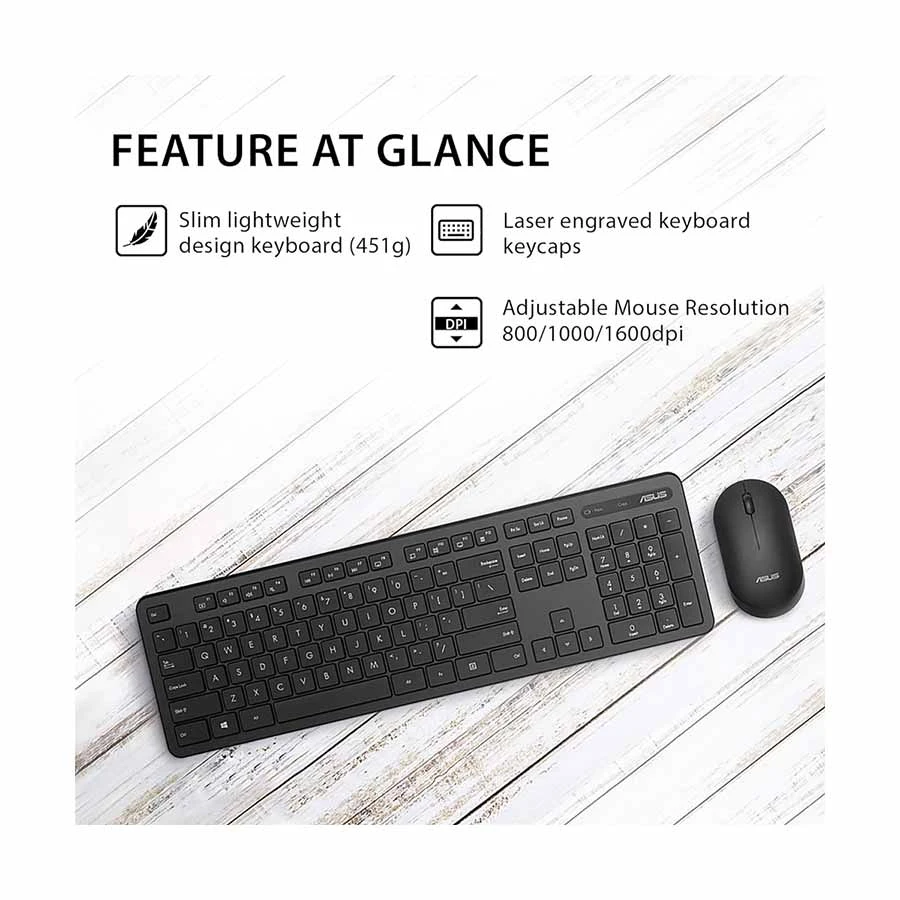 Picture of ASUS CW100 Black Wireless Keyboard & Mouse Combo